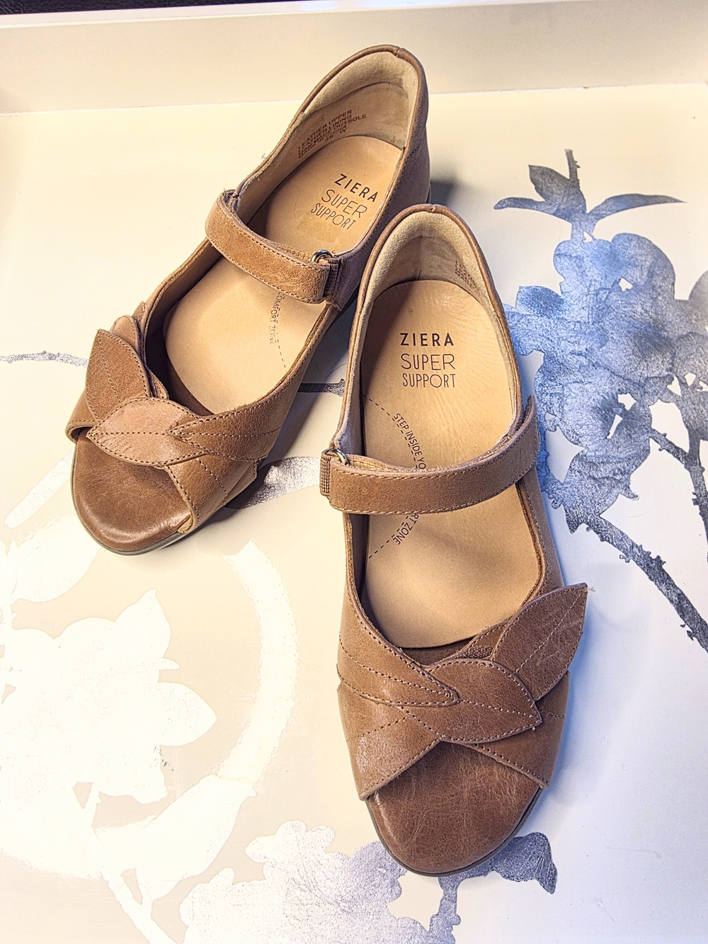 ZIERA Super Support Women's Tan Leather Sandals